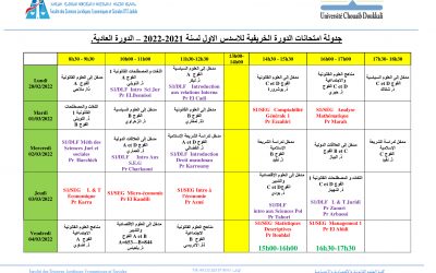 Planning des Examens d’Automne 2021/2022 Session Normale S1 SEG , DLF & DLA