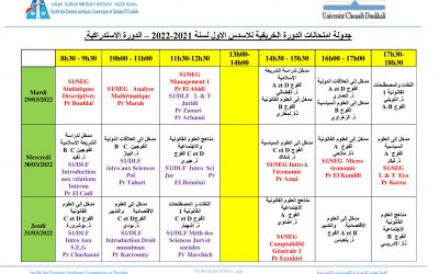 Planning des Examens d’Automne 2021 Session Rattrapage S1 SEG , DLF & DLA