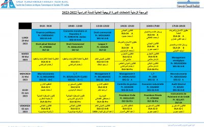 Planning des Examens 2022/2023 Session Normale SEG , DLF & DLA