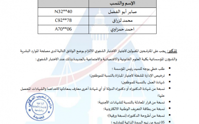 نتائج الانتقاء الأولي – تخصص الانجليزية‎