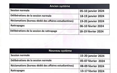 Programmation des examens S1/S3/S5 2023/2024