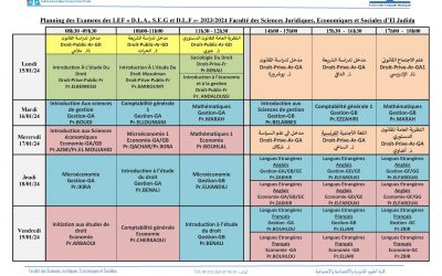 Planning des Examens 2023/2024 Session Normale SEG, DLF & DLA Nouveau système