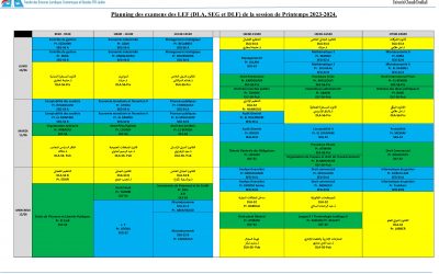 Planning des Examens 2023/2024 Session Normale S2/S4/S6 Ancien Système