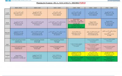 Planning des Examens 2023/2024 Session Normale S2 Nouveau Système