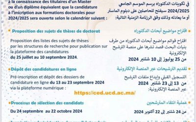 Préinscription et Dépôt des Dossiers de Candidatures au Cycle Doctoral 2024-2025