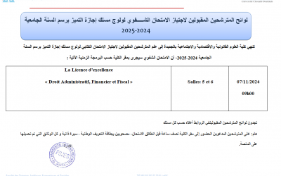 لوائح المترشحين المقبولين لاجتياز الامتحان الشفوي لولوج مسلك إجازة التميز برسم السنة الجامعية 2025-2024