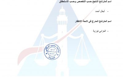 النتيجة النهائية لمباراة توظيف أستاذ محاضر (01) تخصص: المعلوميات دورة: 28/06/2024‎