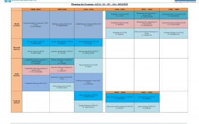 Planning des Examens 2024/2025 Session Normale S3/S5