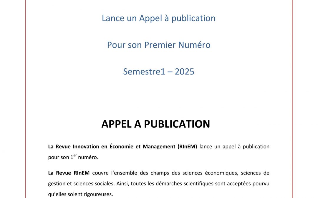 Revue Innovation en Economie et Management